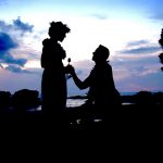 A man proposing his girl with rose as a valentine's day gift
